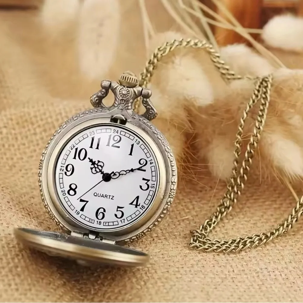 Vintage Classic Steampunk Train Quartz‎ Pocket Watch